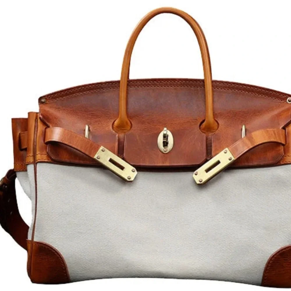 Atorie Canvas Leather Top-Handle Bag med NWT - Picture 7 of 13